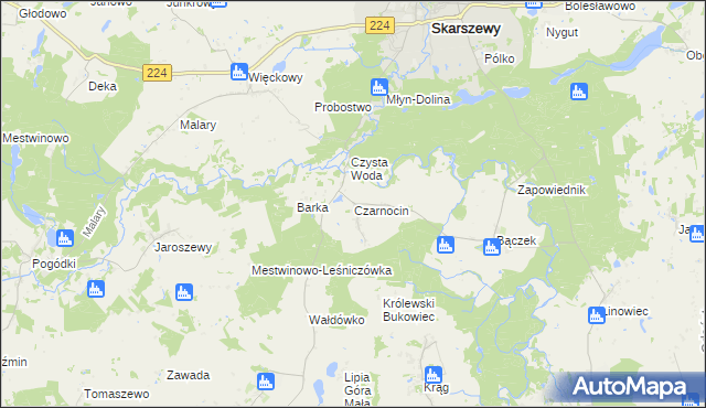 mapa Czarnocin gmina Skarszewy, Czarnocin gmina Skarszewy na mapie Targeo