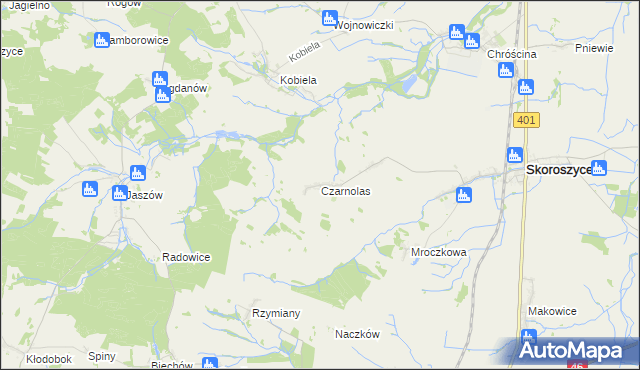 mapa Czarnolas gmina Skoroszyce, Czarnolas gmina Skoroszyce na mapie Targeo