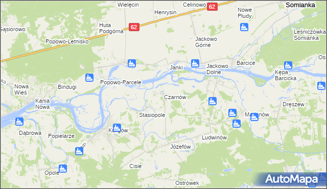 mapa Czarnów gmina Dąbrówka, Czarnów gmina Dąbrówka na mapie Targeo