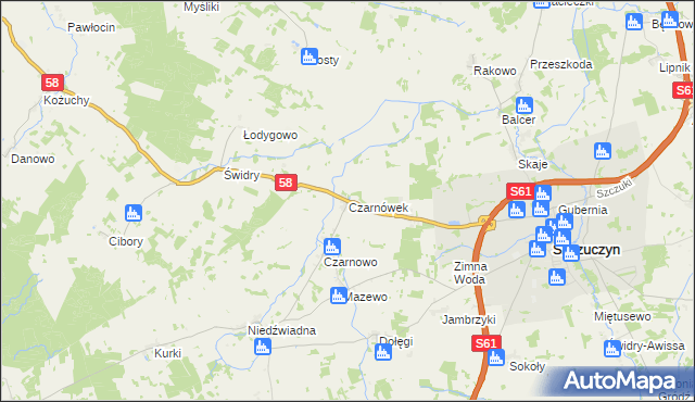 mapa Czarnówek, Czarnówek na mapie Targeo