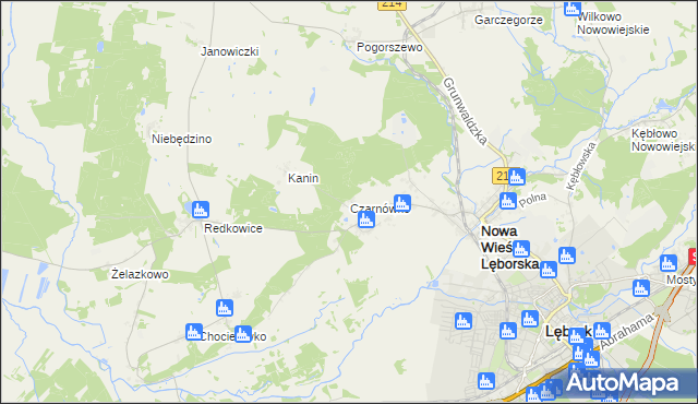 mapa Czarnówko gmina Nowa Wieś Lęborska, Czarnówko gmina Nowa Wieś Lęborska na mapie Targeo