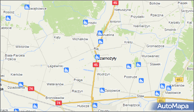 mapa Czarnożyły, Czarnożyły na mapie Targeo