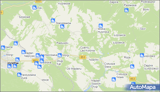 mapa Czarny Las-Kolonia, Czarny Las-Kolonia na mapie Targeo