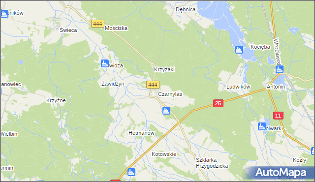 mapa Czarnylas gmina Przygodzice, Czarnylas gmina Przygodzice na mapie Targeo