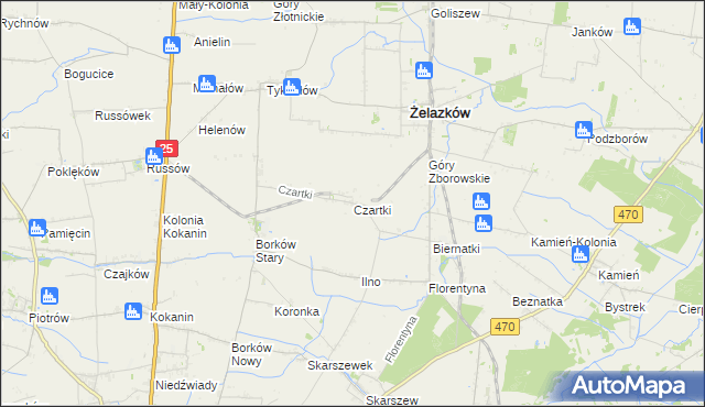 mapa Czartki gmina Żelazków, Czartki gmina Żelazków na mapie Targeo