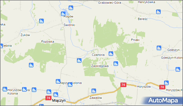 mapa Czartoria gmina Miączyn, Czartoria gmina Miączyn na mapie Targeo