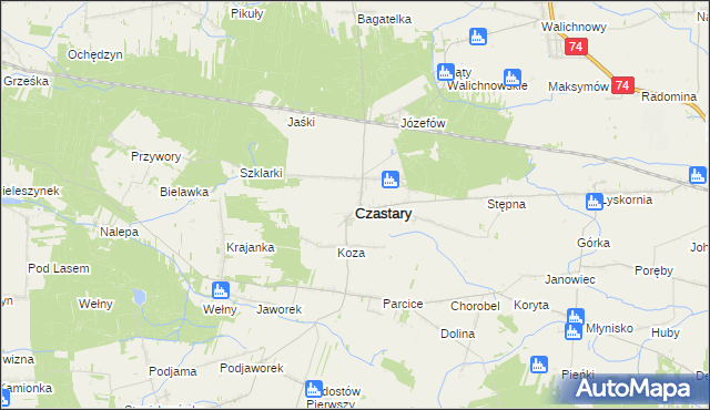 mapa Czastary, Czastary na mapie Targeo