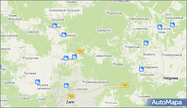 mapa Czatachowa, Czatachowa na mapie Targeo