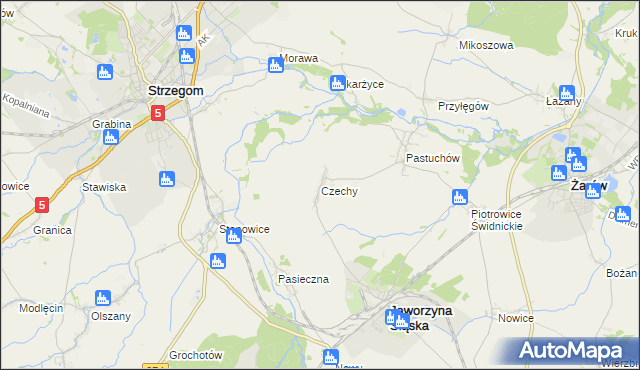 mapa Czechy gmina Jaworzyna Śląska, Czechy gmina Jaworzyna Śląska na mapie Targeo