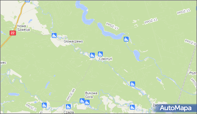 mapa Czechyń, Czechyń na mapie Targeo