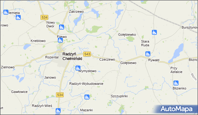 mapa Czeczewo gmina Radzyń Chełmiński, Czeczewo gmina Radzyń Chełmiński na mapie Targeo