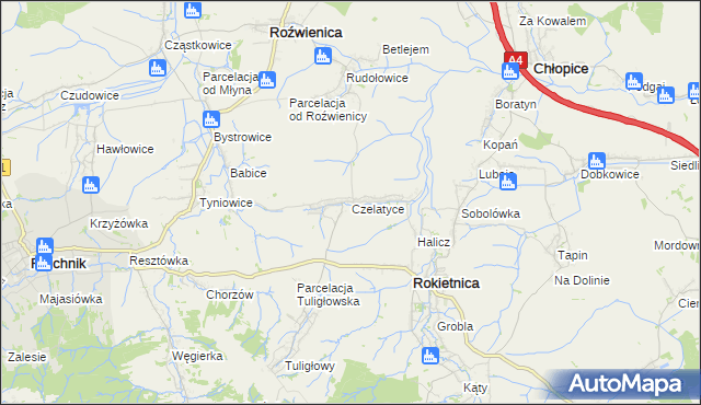 mapa Czelatyce, Czelatyce na mapie Targeo