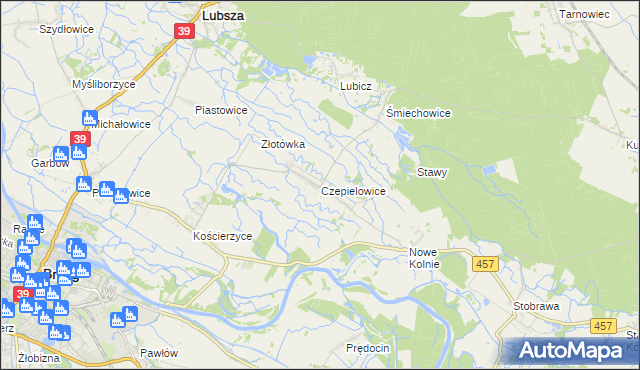 mapa Czepielowice, Czepielowice na mapie Targeo