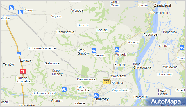 mapa Czermin gmina Dwikozy, Czermin gmina Dwikozy na mapie Targeo