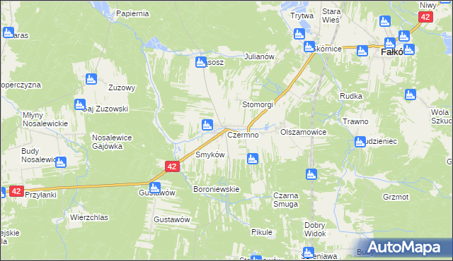 mapa Czermno gmina Fałków, Czermno gmina Fałków na mapie Targeo