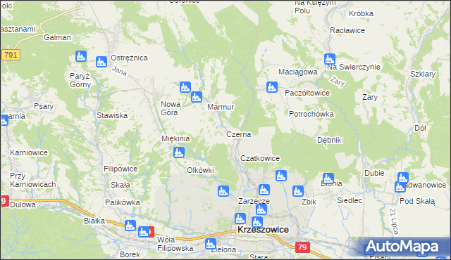 mapa Czerna gmina Krzeszowice, Czerna gmina Krzeszowice na mapie Targeo