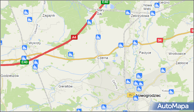 mapa Czerna gmina Nowogrodziec, Czerna gmina Nowogrodziec na mapie Targeo