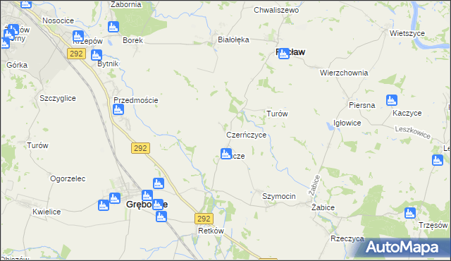 mapa Czerńczyce gmina Grębocice, Czerńczyce gmina Grębocice na mapie Targeo