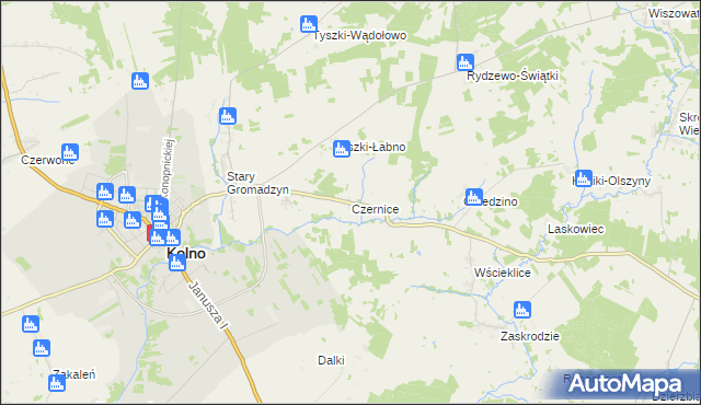 mapa Czernice gmina Kolno, Czernice gmina Kolno na mapie Targeo