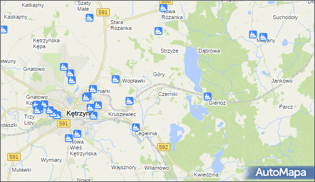 mapa Czerniki gmina Kętrzyn, Czerniki gmina Kętrzyn na mapie Targeo