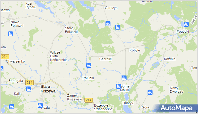 mapa Czerniki gmina Stara Kiszewa, Czerniki gmina Stara Kiszewa na mapie Targeo