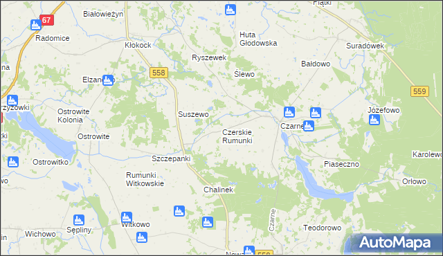 mapa Czerskie Rumunki, Czerskie Rumunki na mapie Targeo