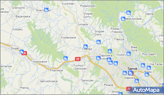 mapa Czerteż, Czerteż na mapie Targeo