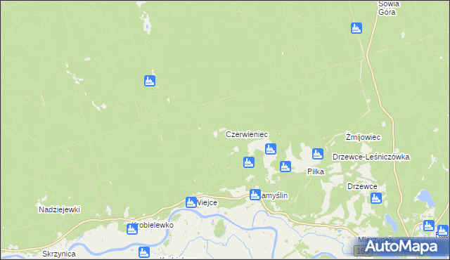 mapa Czerwieniec gmina Skwierzyna, Czerwieniec gmina Skwierzyna na mapie Targeo