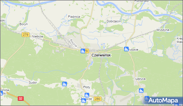 mapa Czerwieńsk, Czerwieńsk na mapie Targeo