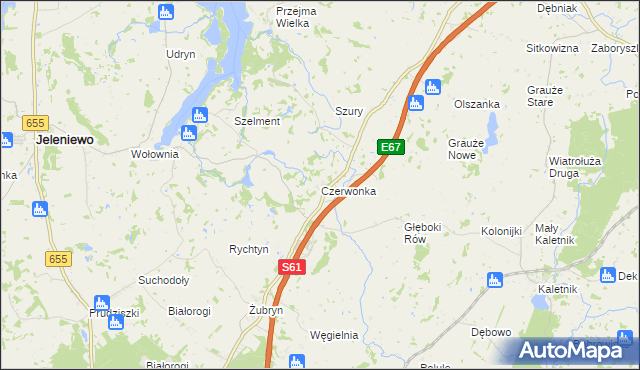 mapa Czerwonka gmina Szypliszki, Czerwonka gmina Szypliszki na mapie Targeo