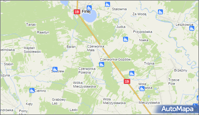 mapa Czerwonka-Gozdów, Czerwonka-Gozdów na mapie Targeo