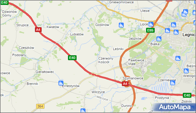 mapa Czerwony Kościół, Czerwony Kościół na mapie Targeo