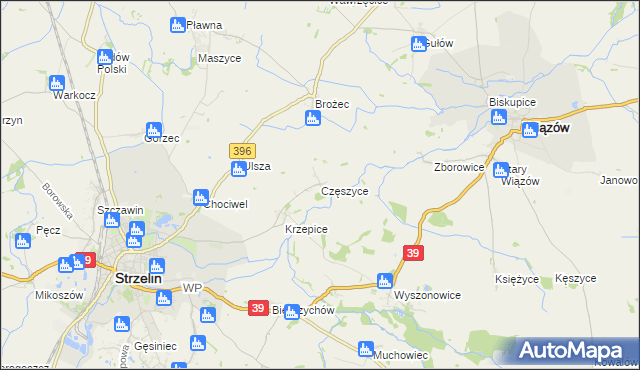 mapa Częszyce, Częszyce na mapie Targeo