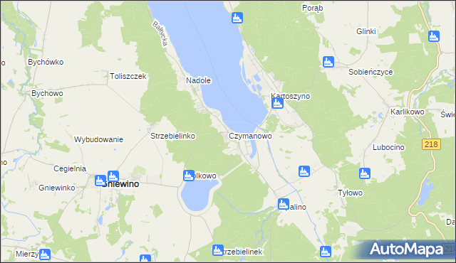 mapa Czymanowo, Czymanowo na mapie Targeo
