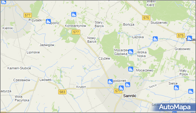 mapa Czyżew gmina Sanniki, Czyżew gmina Sanniki na mapie Targeo