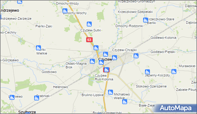 mapa Czyżew powiat wysokomazowiecki, Czyżew powiat wysokomazowiecki na mapie Targeo