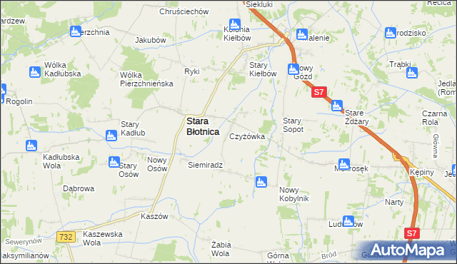 mapa Czyżówka gmina Stara Błotnica, Czyżówka gmina Stara Błotnica na mapie Targeo