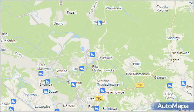 mapa Czyżówka gmina Trzebinia, Czyżówka gmina Trzebinia na mapie Targeo