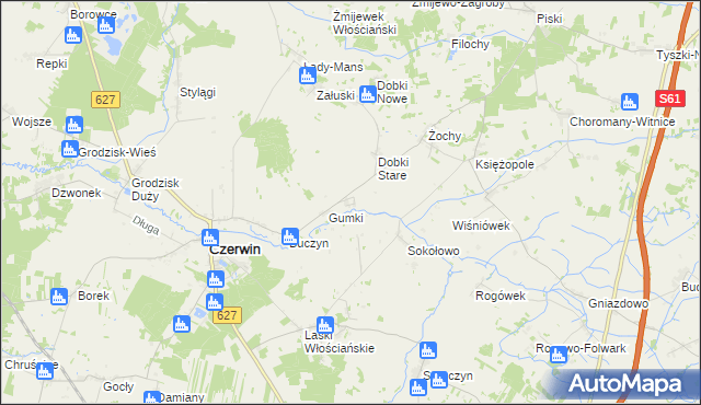 mapa Dąbek gmina Czerwin, Dąbek gmina Czerwin na mapie Targeo