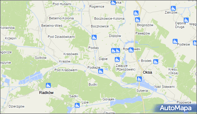 mapa Dąbie gmina Włoszczowa, Dąbie gmina Włoszczowa na mapie Targeo