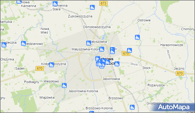 mapa Dąbrowa Białostocka, Dąbrowa Białostocka na mapie Targeo