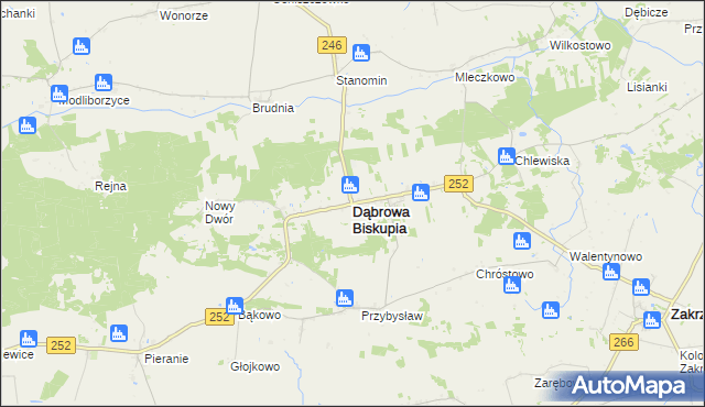 mapa Dąbrowa Biskupia, Dąbrowa Biskupia na mapie Targeo