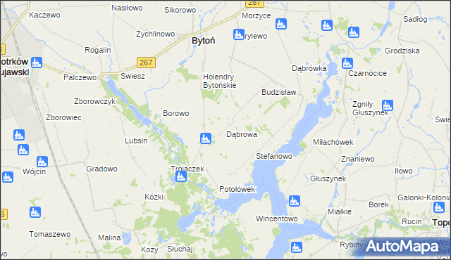 mapa Dąbrowa gmina Bytoń, Dąbrowa gmina Bytoń na mapie Targeo