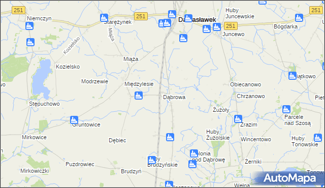 mapa Dąbrowa gmina Damasławek, Dąbrowa gmina Damasławek na mapie Targeo