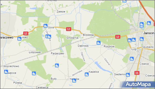 mapa Dąbrowa gmina Jarocin, Dąbrowa gmina Jarocin na mapie Targeo