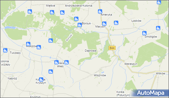 mapa Dąbrowa gmina Mircze, Dąbrowa gmina Mircze na mapie Targeo