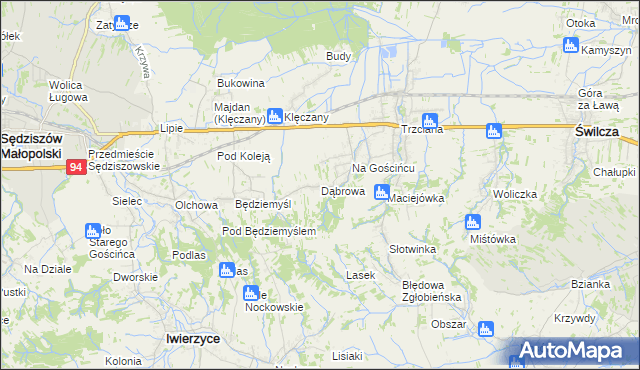 mapa Dąbrowa gmina Świlcza, Dąbrowa gmina Świlcza na mapie Targeo