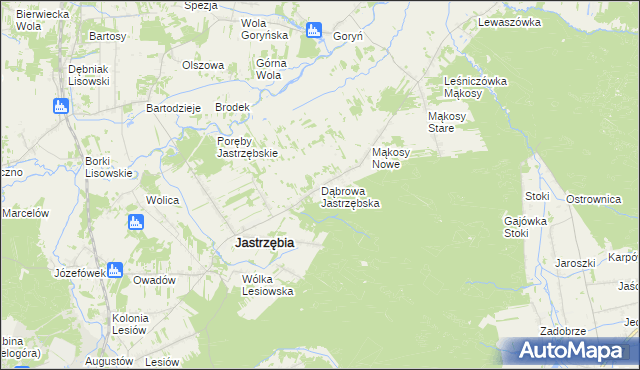 mapa Dąbrowa Jastrzębska, Dąbrowa Jastrzębska na mapie Targeo