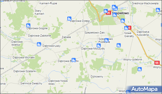 mapa Dąbrowa-Moczydły, Dąbrowa-Moczydły na mapie Targeo