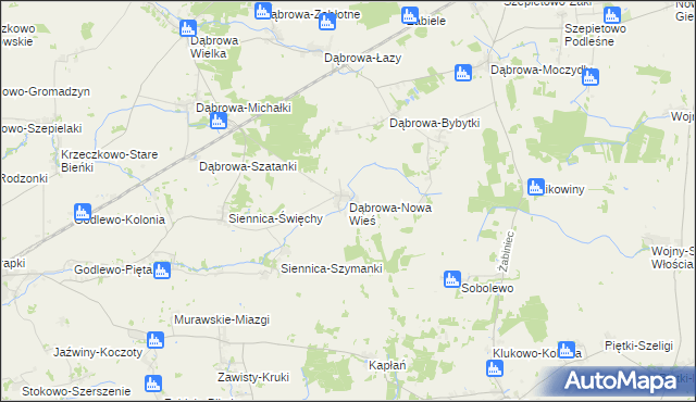 mapa Dąbrowa-Nowa Wieś, Dąbrowa-Nowa Wieś na mapie Targeo